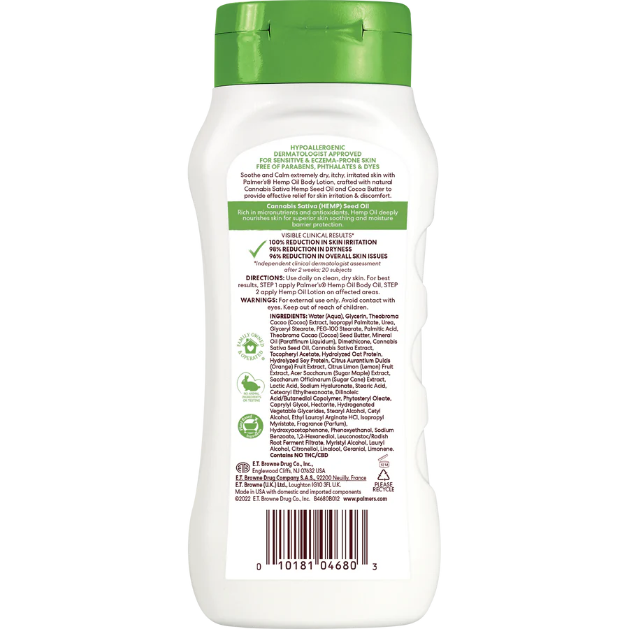 Cocoa Butter Formula With Vitamin E Hemp Oil Calming Relief Body Lotion