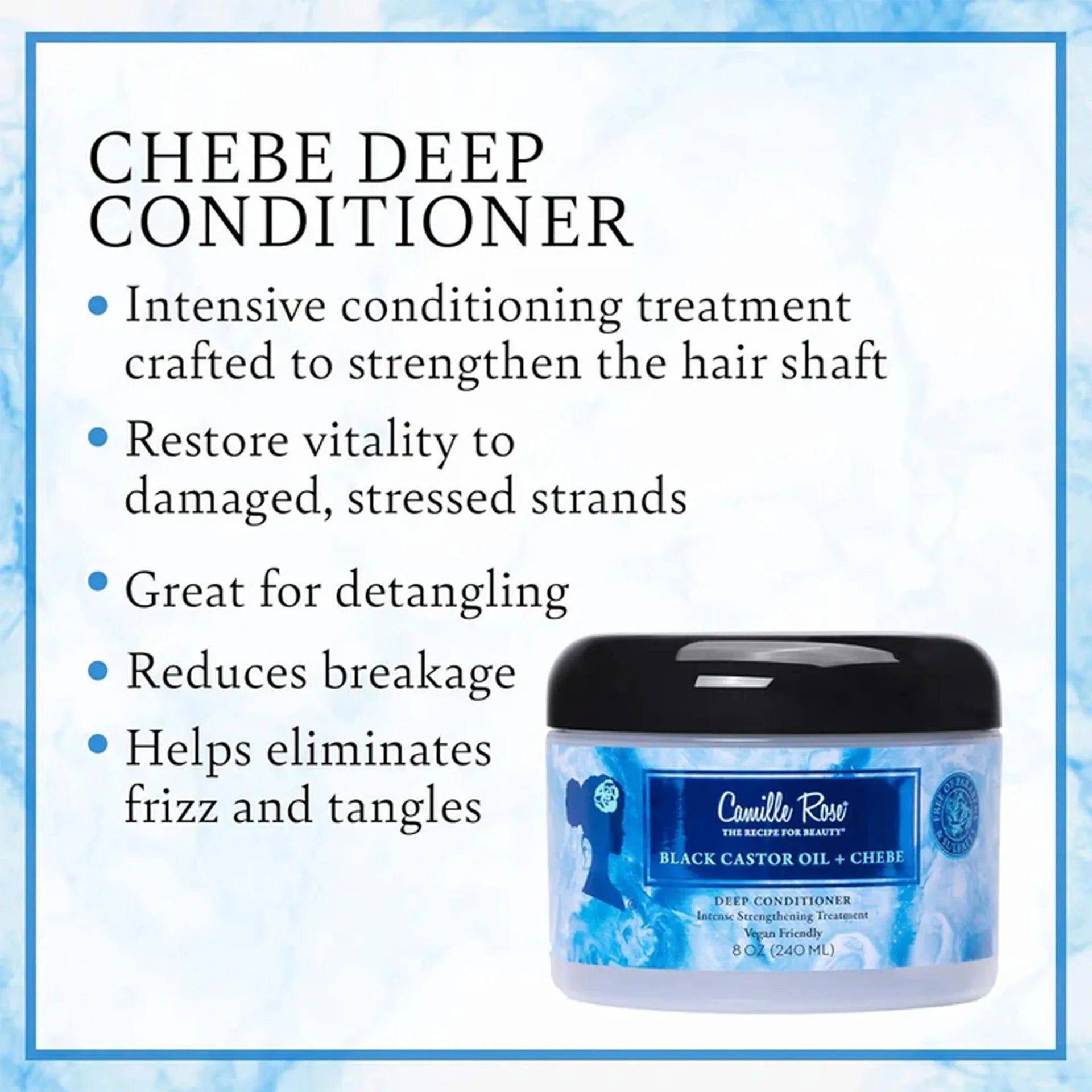 Black Castor Oil + Chebe Deep Conditioner Intense Strengthening Treatment Vegan Friendly
