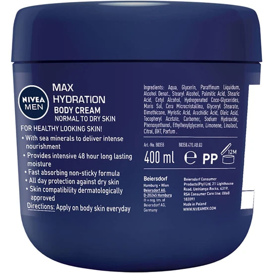 Men Body Cream Max Hydration Normal To Dry Skin