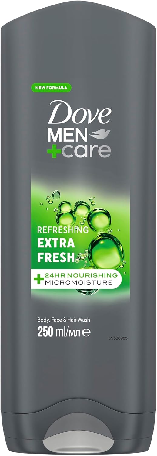 Men +Care Refreshing Extra Fresh +24Hr Nourishing Micromoisture Body,Face &Hair Wash