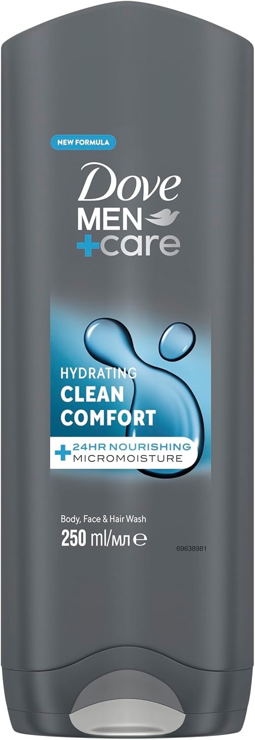 Men +Care Clean Comfort +24 Hr Nourishing Micromoisture Body,Face & Hair Wash