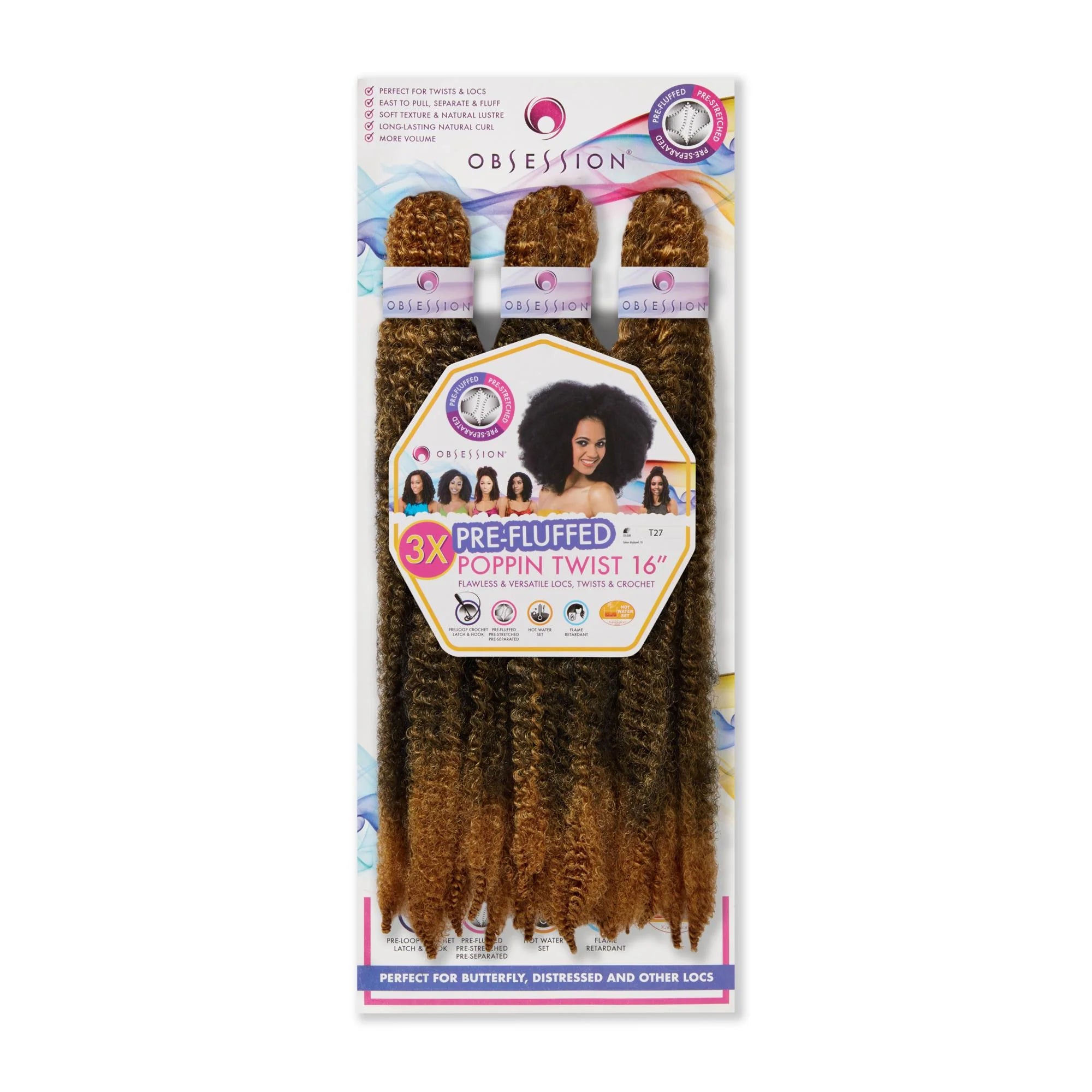 3 X Pre Fluffed Poppin Twist 16"