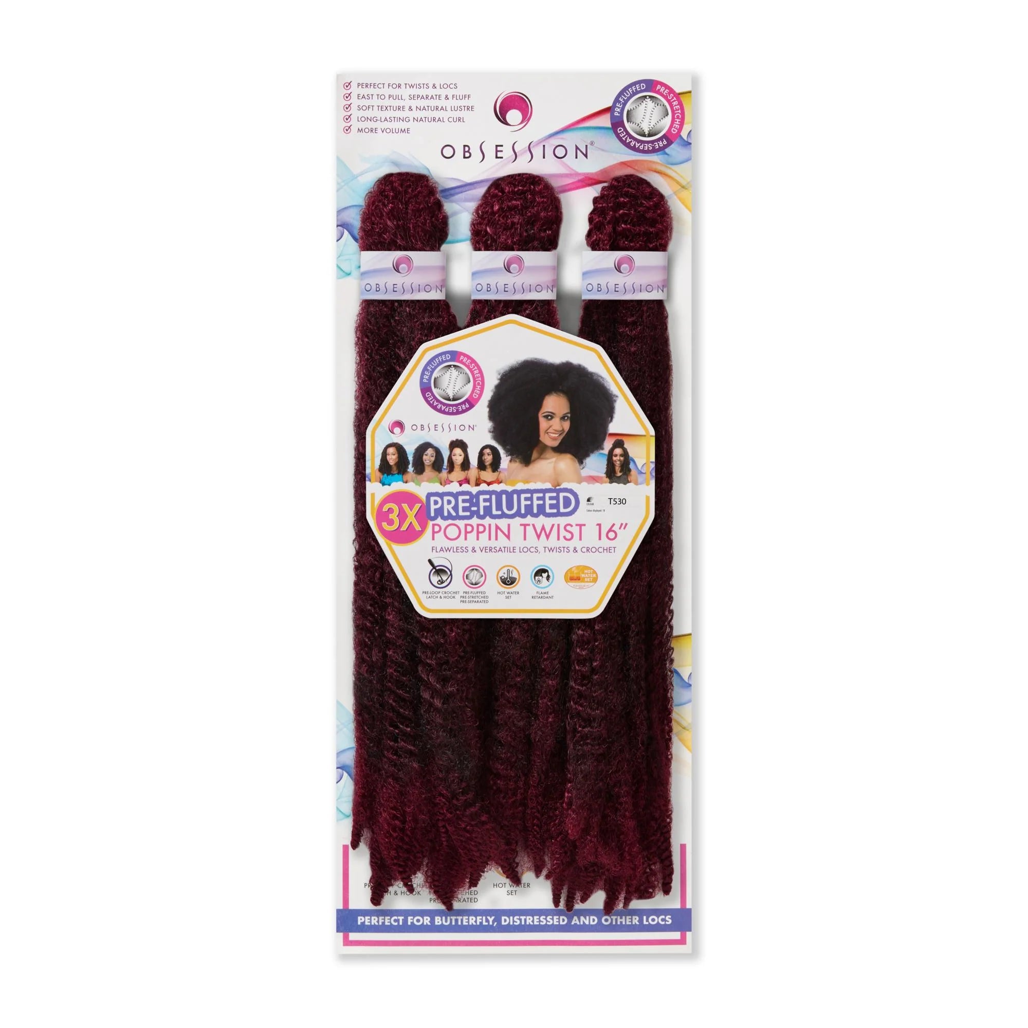 3 X Pre Fluffed Poppin Twist 16"