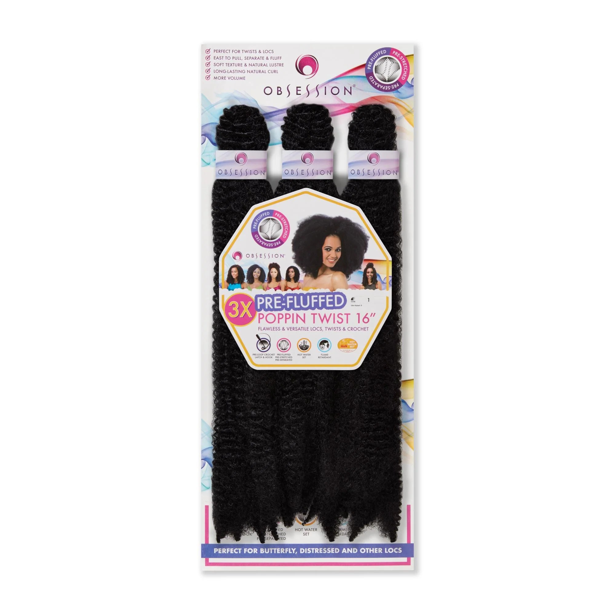 3 X Pre Fluffed Poppin Twist 16"