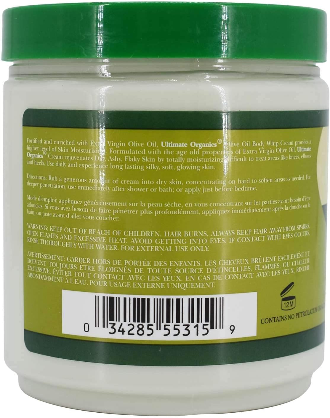 Extra Virgin Olive Oil Body Whip Moisturizing Cream