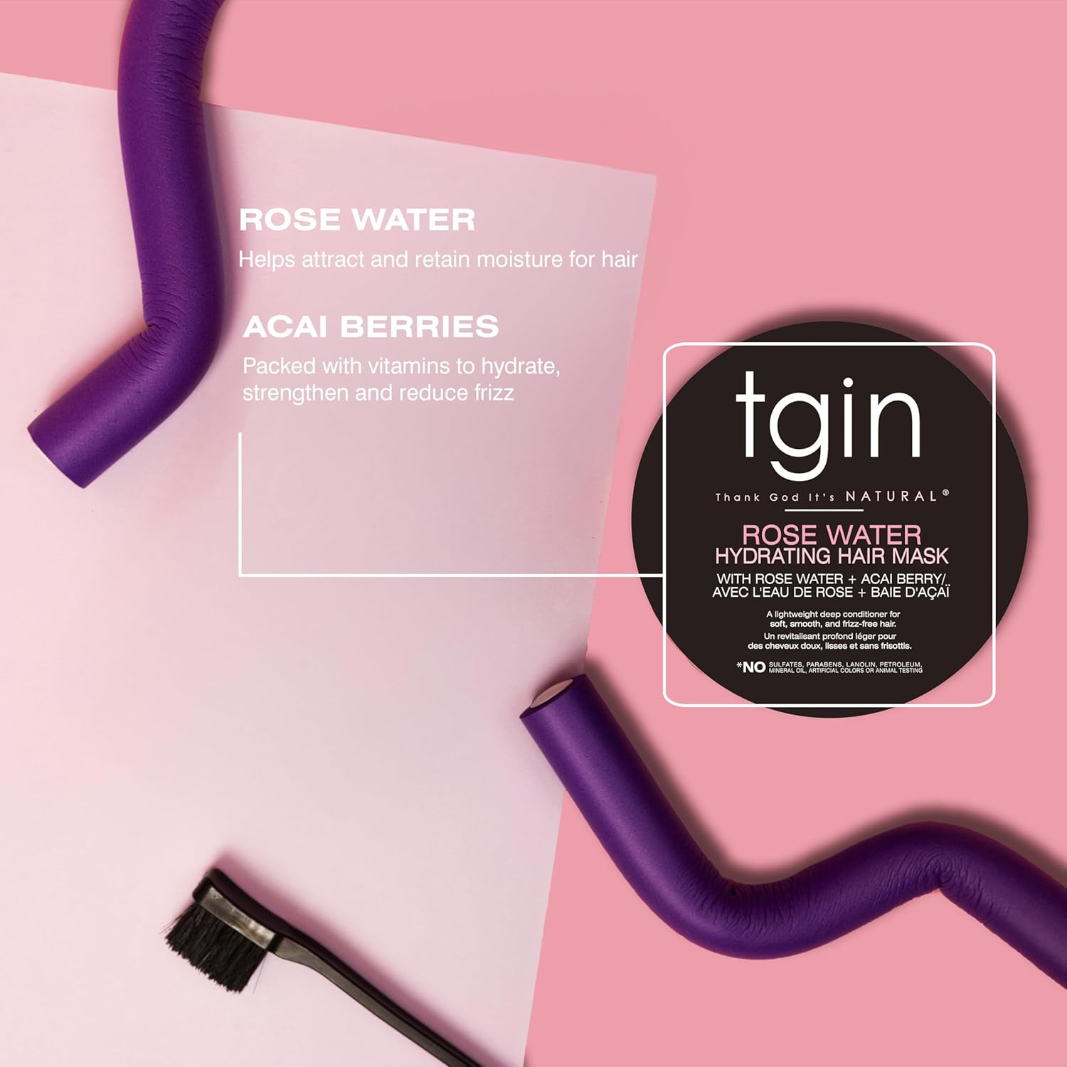 Rose Water Hydrating Hair Mask With Rose Water + Acai Berry