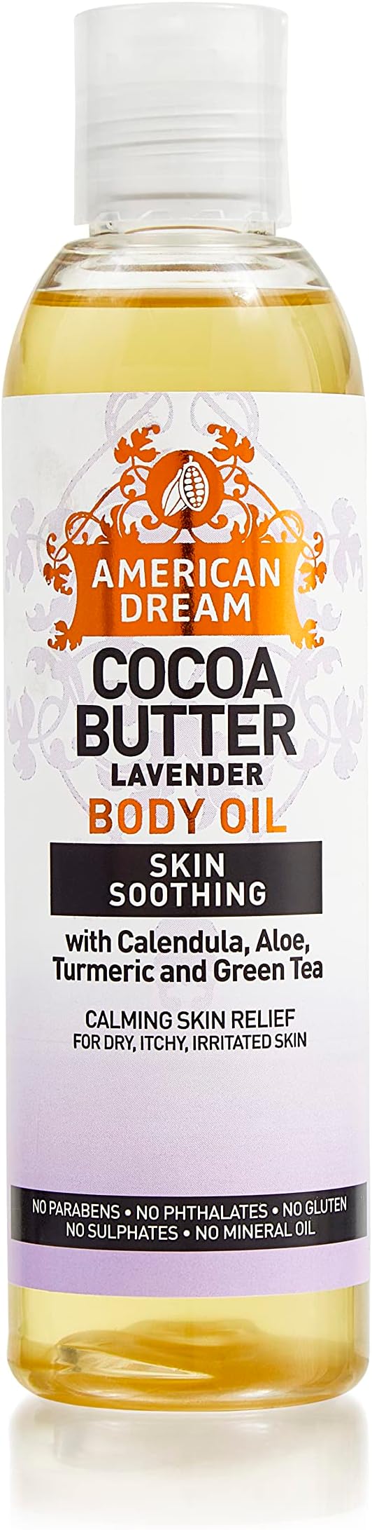 Cocoa Butter Lavender Body Oil Skin Smoothig With Calendula,aloe,turmeric And Green Tea