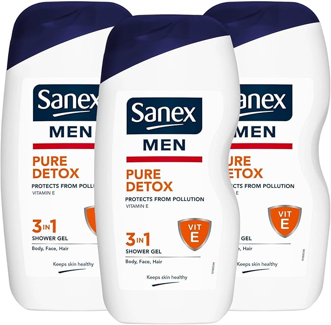 Men Pure Detox Protect From Pollution Vitamin E 3 In 1 Shower Gel Body,Face,Hair