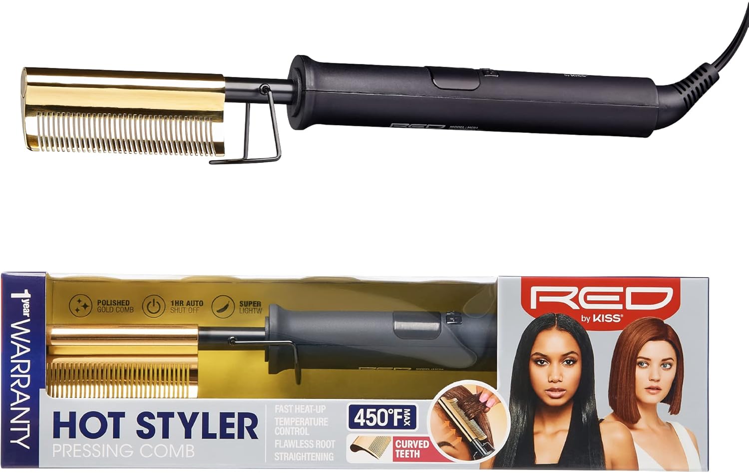 Hot Styler Pressing Comb Curved Teeth