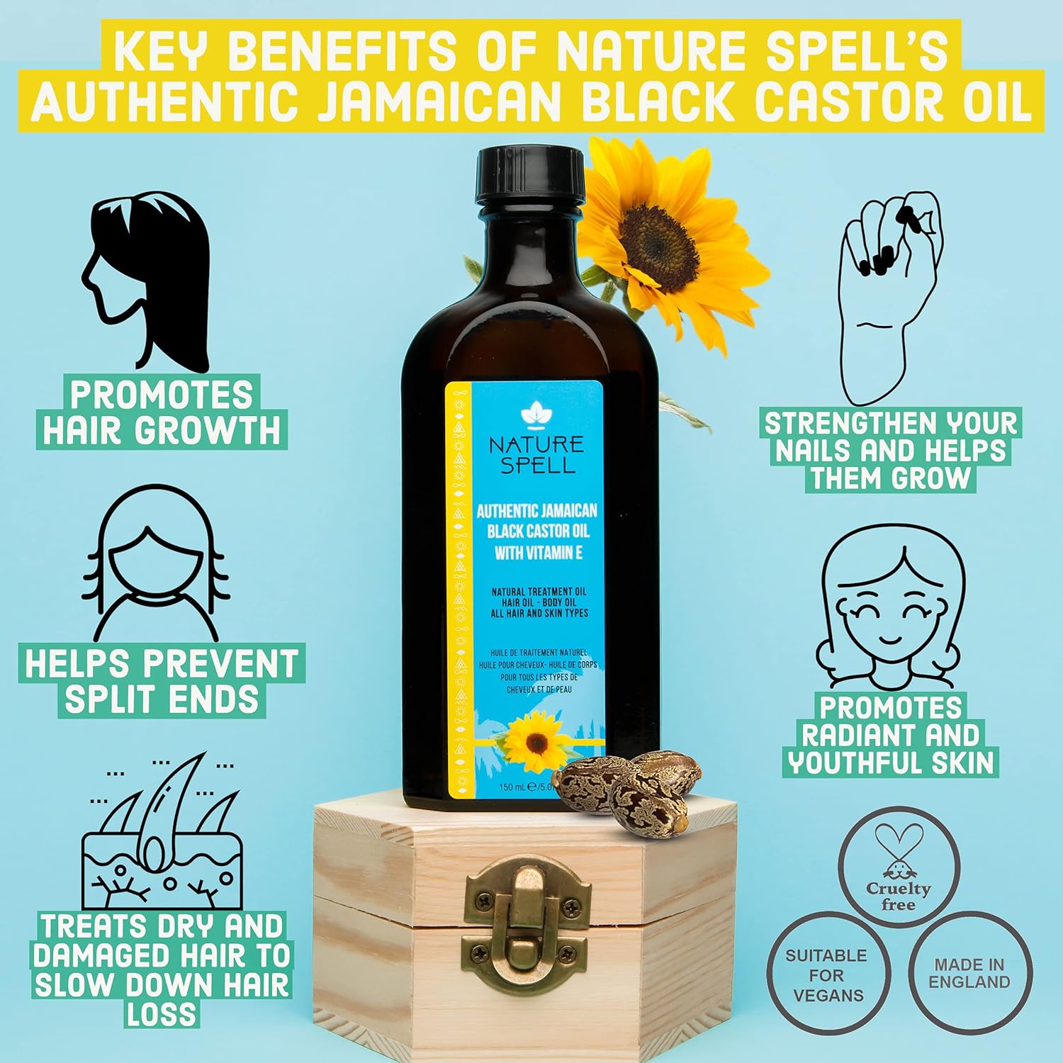 Authentic Jamaican Black Castor Oil With Vitamin E