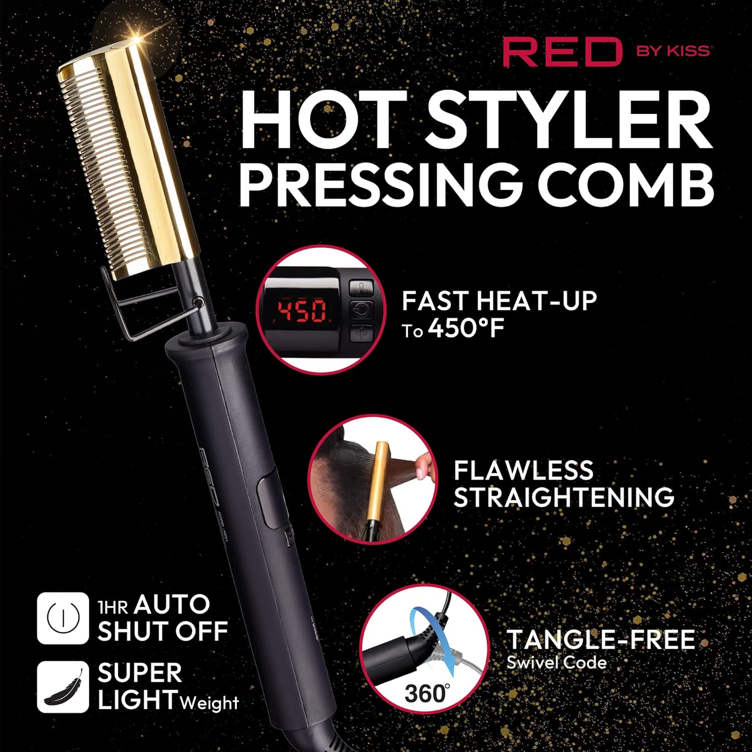 Hot Styler Pressing Comb Curved Teeth