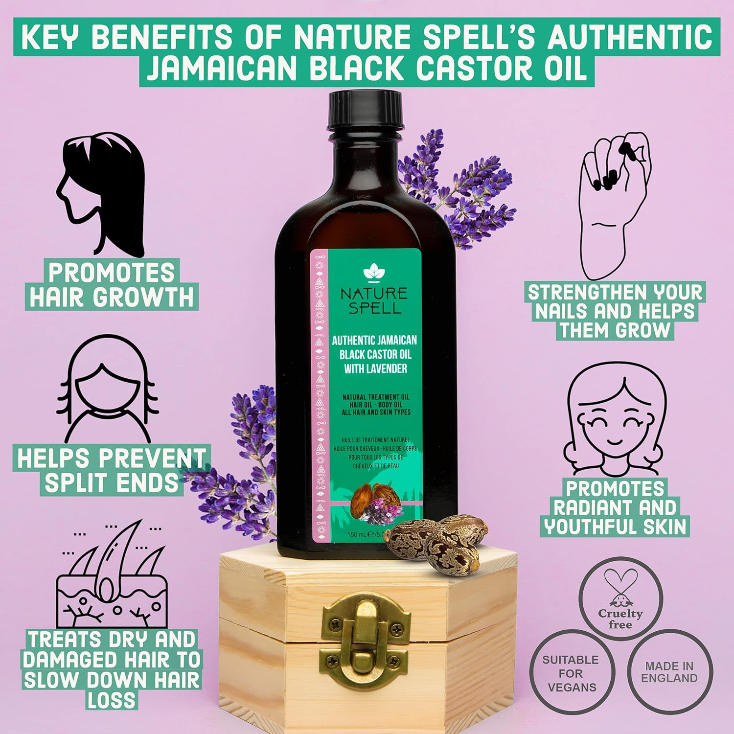 Authentic Jamaican Black Castor Oil With Lavender