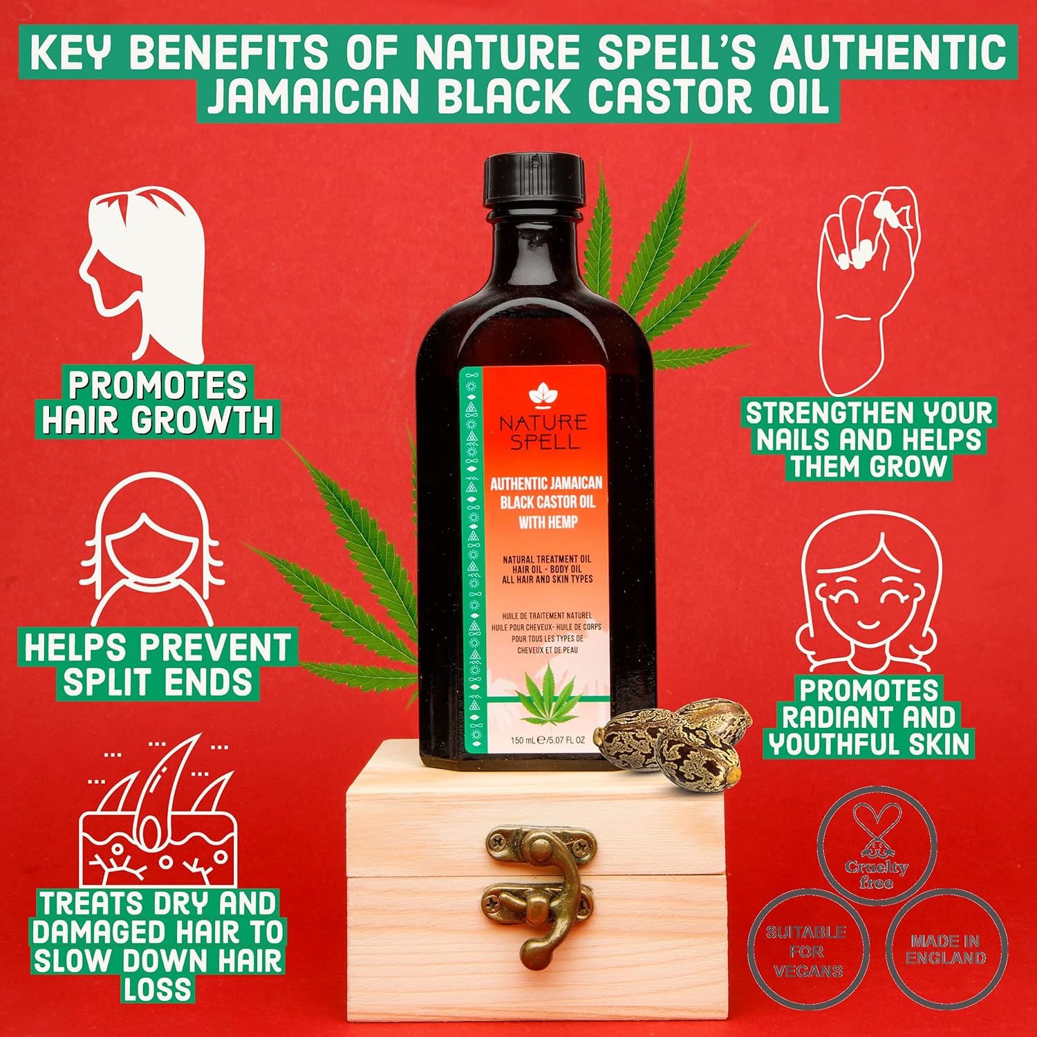 Authentic Jamaican Black Castor Oil With Hemp