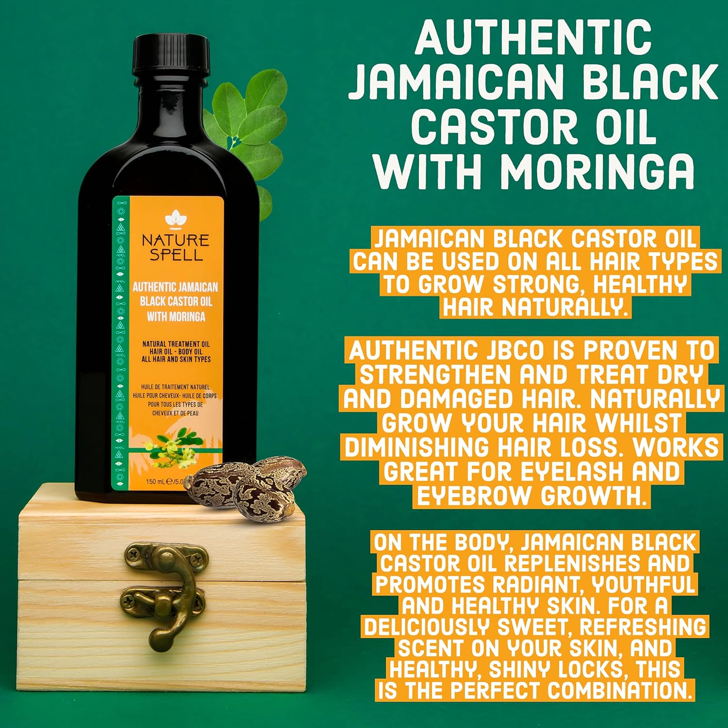 Authentic Jamaican Black Castor Oil With Moringa