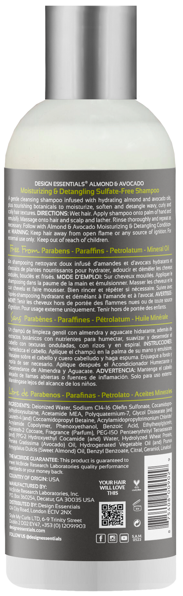 Almond & Avocado Moisturizing & Detangling Sulfate Free Shampoo