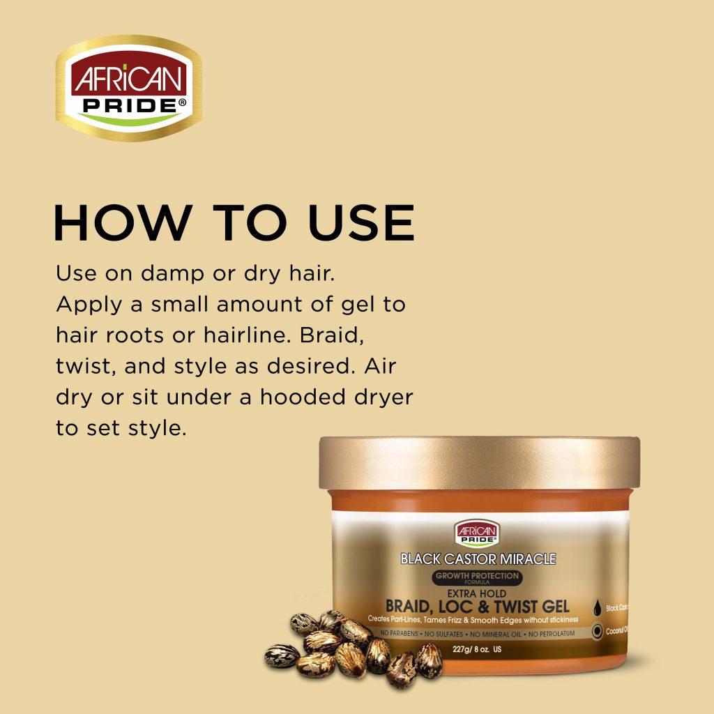 Black Castor Miracle Braid, Loc & Twist Gel