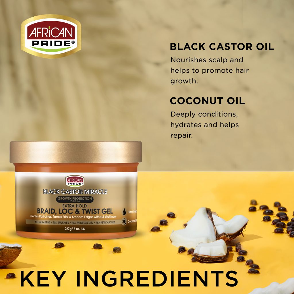 Black Castor Miracle Braid, Loc & Twist Gel