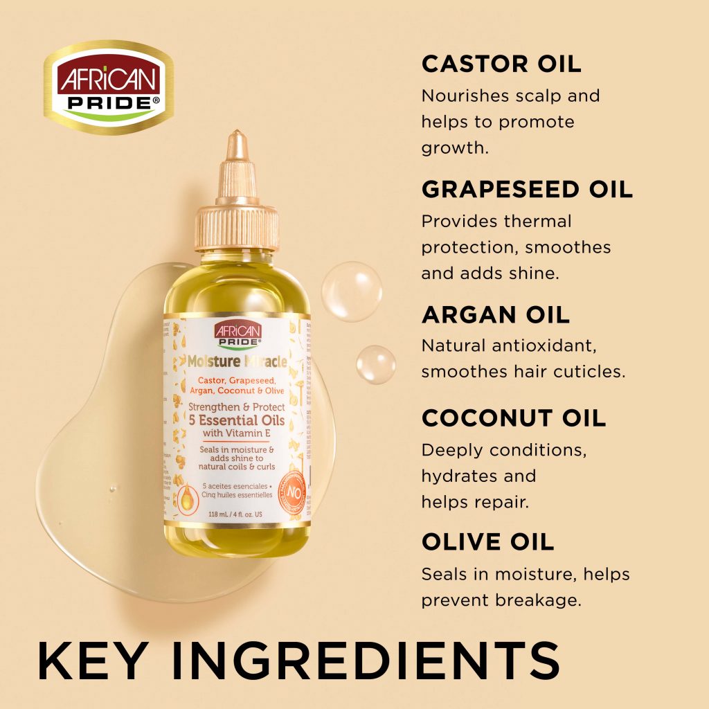 Moisture Miracle Castor, Grapeseed, Argan, Coconut & Olive 5 Essentials Oils