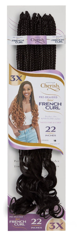 3 X Pre Braided Spiral French Curl 22"