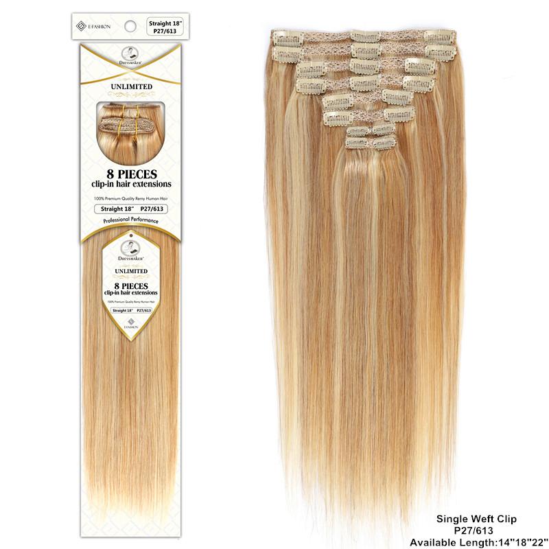 100% Human Hair 8 Pieces Clip In Hair Extensions