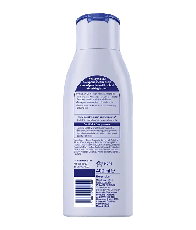 Oil In Lotion Vanilla & Almond Oil Normal To Dry Skin